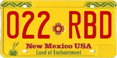 NM license plate 022RBD