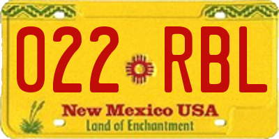 NM license plate 022RBL