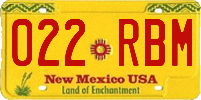 NM license plate 022RBM