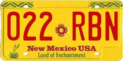 NM license plate 022RBN