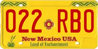 NM license plate 022RBO