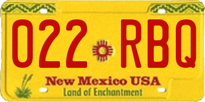 NM license plate 022RBQ