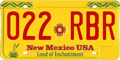 NM license plate 022RBR