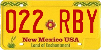 NM license plate 022RBY