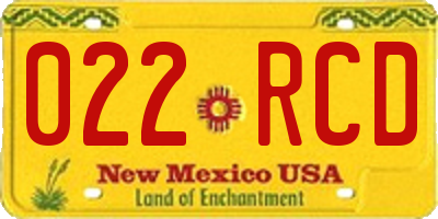 NM license plate 022RCD