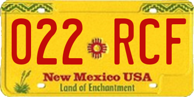 NM license plate 022RCF