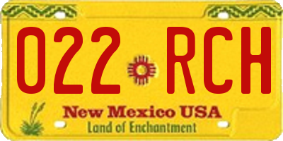 NM license plate 022RCH