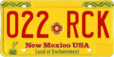 NM license plate 022RCK