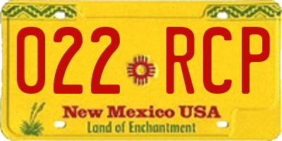 NM license plate 022RCP