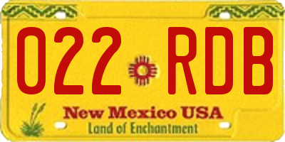 NM license plate 022RDB