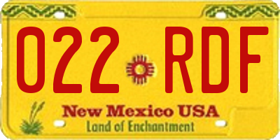 NM license plate 022RDF