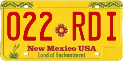 NM license plate 022RDI