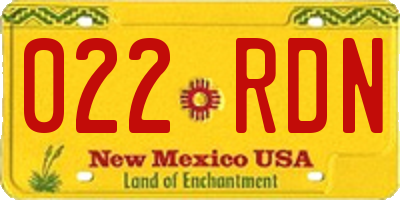 NM license plate 022RDN