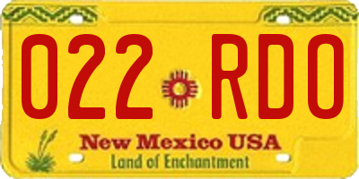 NM license plate 022RDO