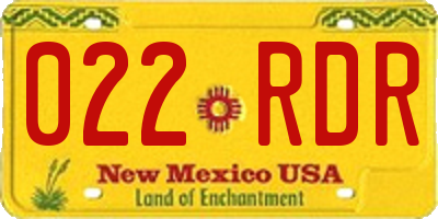 NM license plate 022RDR