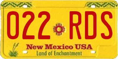 NM license plate 022RDS