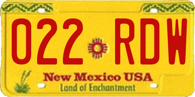 NM license plate 022RDW