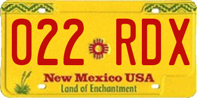NM license plate 022RDX