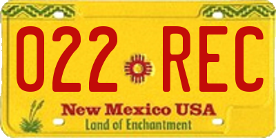 NM license plate 022REC