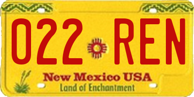 NM license plate 022REN