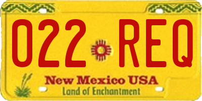 NM license plate 022REQ