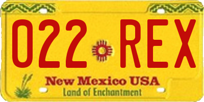 NM license plate 022REX