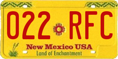 NM license plate 022RFC