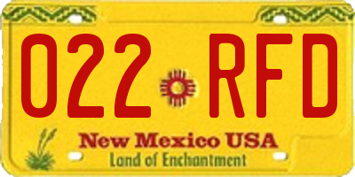 NM license plate 022RFD