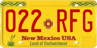 NM license plate 022RFG