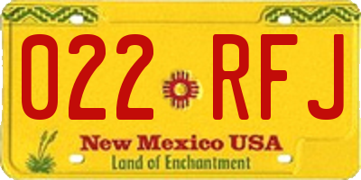 NM license plate 022RFJ