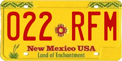 NM license plate 022RFM