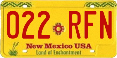 NM license plate 022RFN