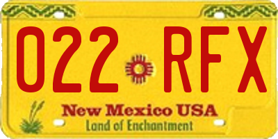 NM license plate 022RFX