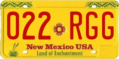 NM license plate 022RGG