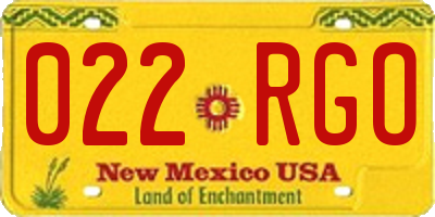 NM license plate 022RGO