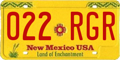 NM license plate 022RGR