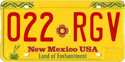 NM license plate 022RGV