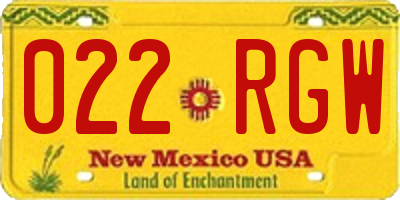 NM license plate 022RGW