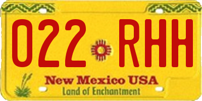 NM license plate 022RHH