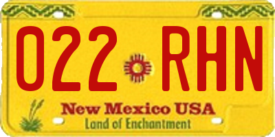NM license plate 022RHN