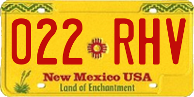 NM license plate 022RHV