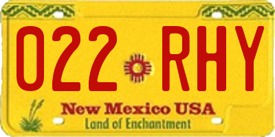 NM license plate 022RHY