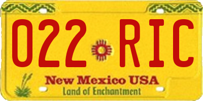 NM license plate 022RIC