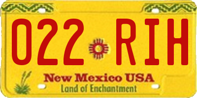 NM license plate 022RIH