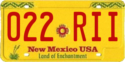 NM license plate 022RII