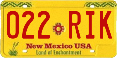 NM license plate 022RIK