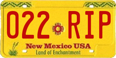 NM license plate 022RIP