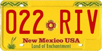 NM license plate 022RIV