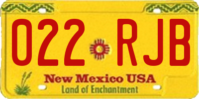 NM license plate 022RJB