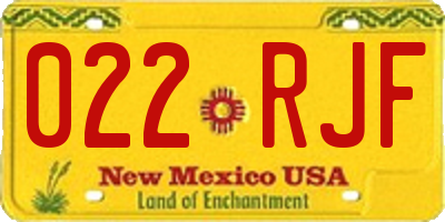 NM license plate 022RJF